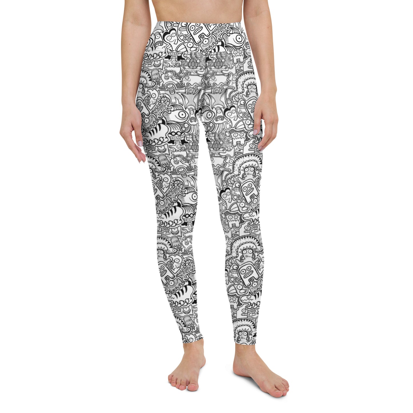 Fill your world with cool doodles Yoga Leggings. Front view