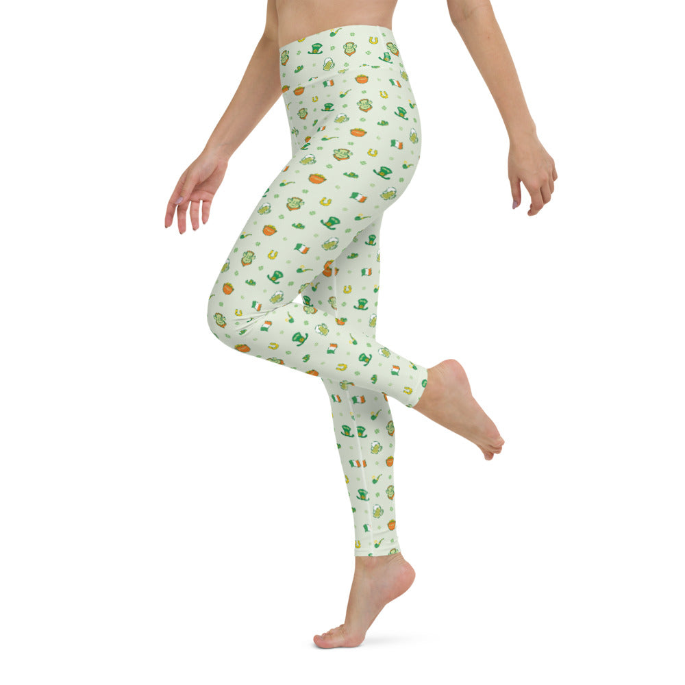 Celebrate Saint Patrick's Day in style All-over print Yoga Leggings. Side view