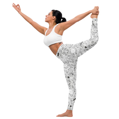 Celebrating the most comprehensive Doodle art of the universe Yoga Leggings. Ardha Dhanurasana pose