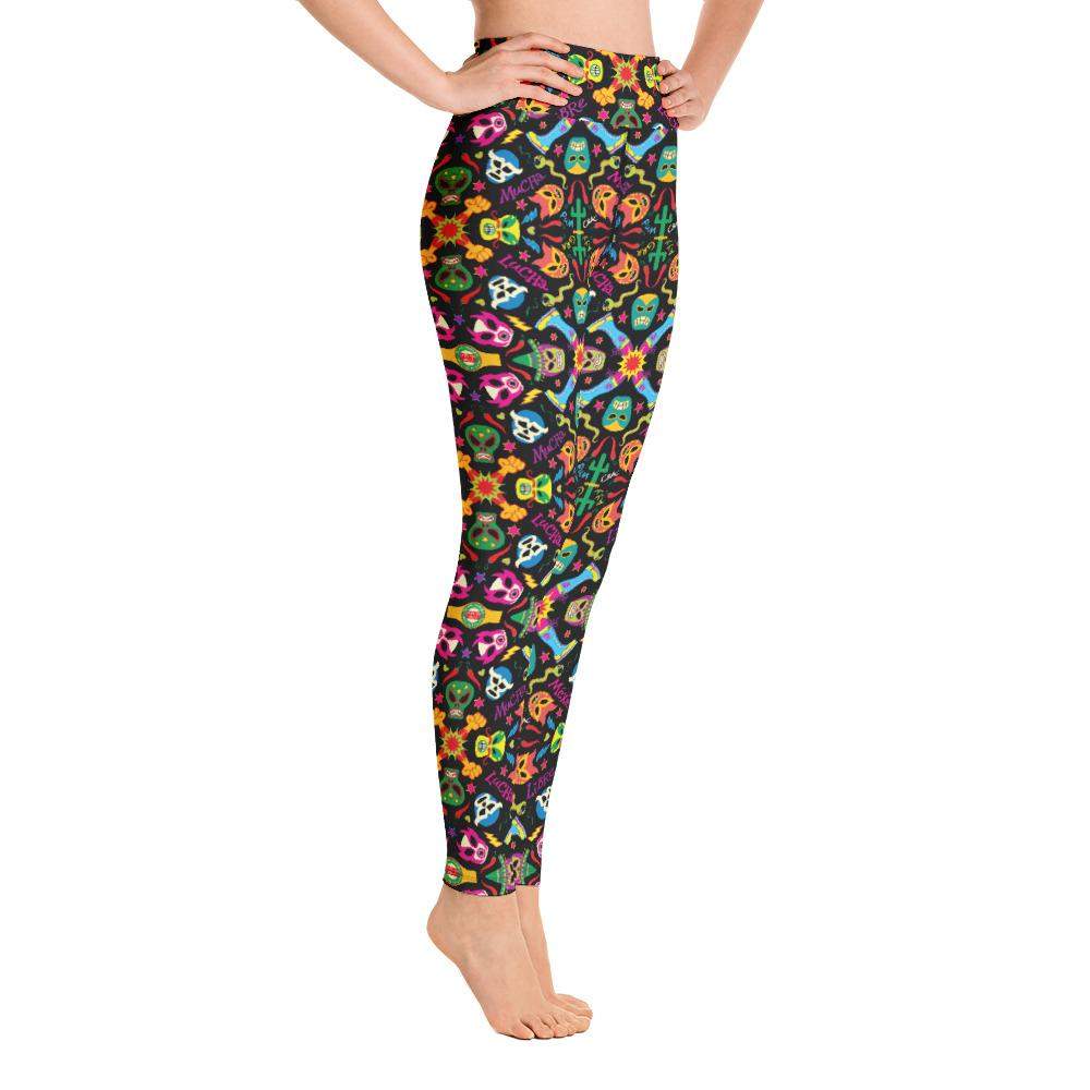 Mexican wrestling colorful party Yoga Leggings-Yoga leggings