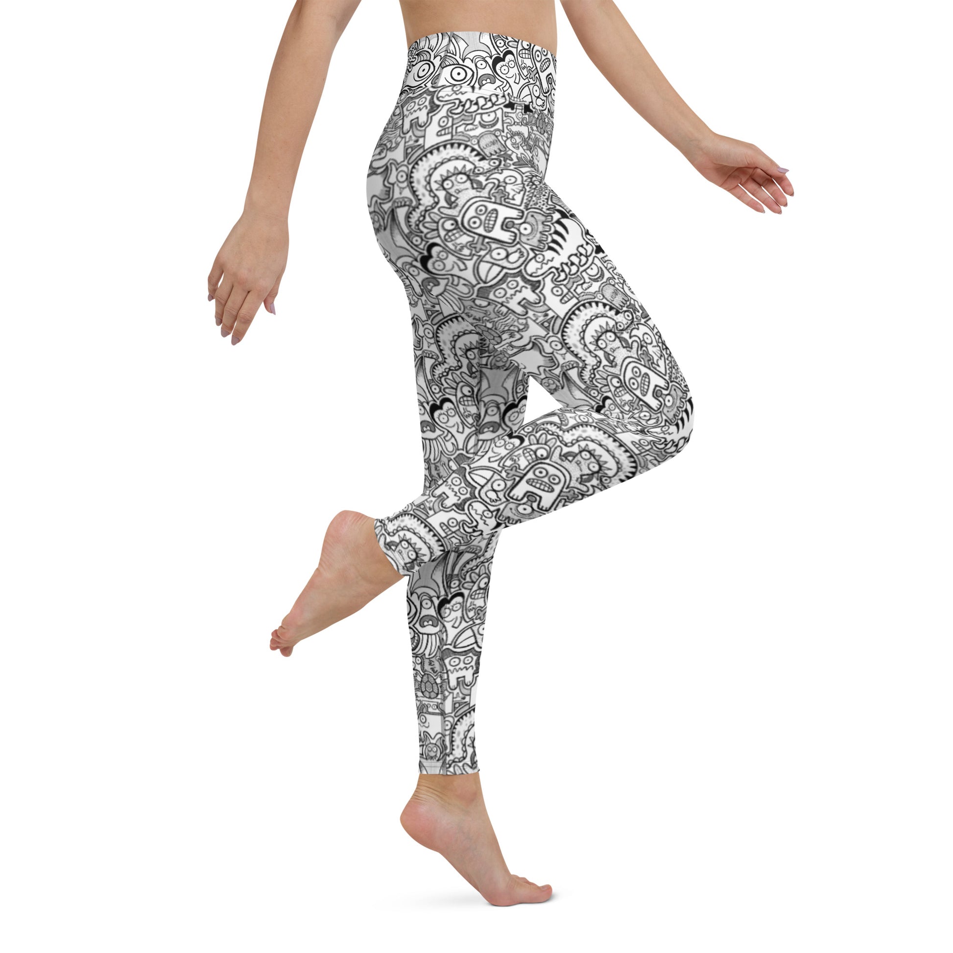 Fill your world with cool doodles Yoga Leggings. Side view