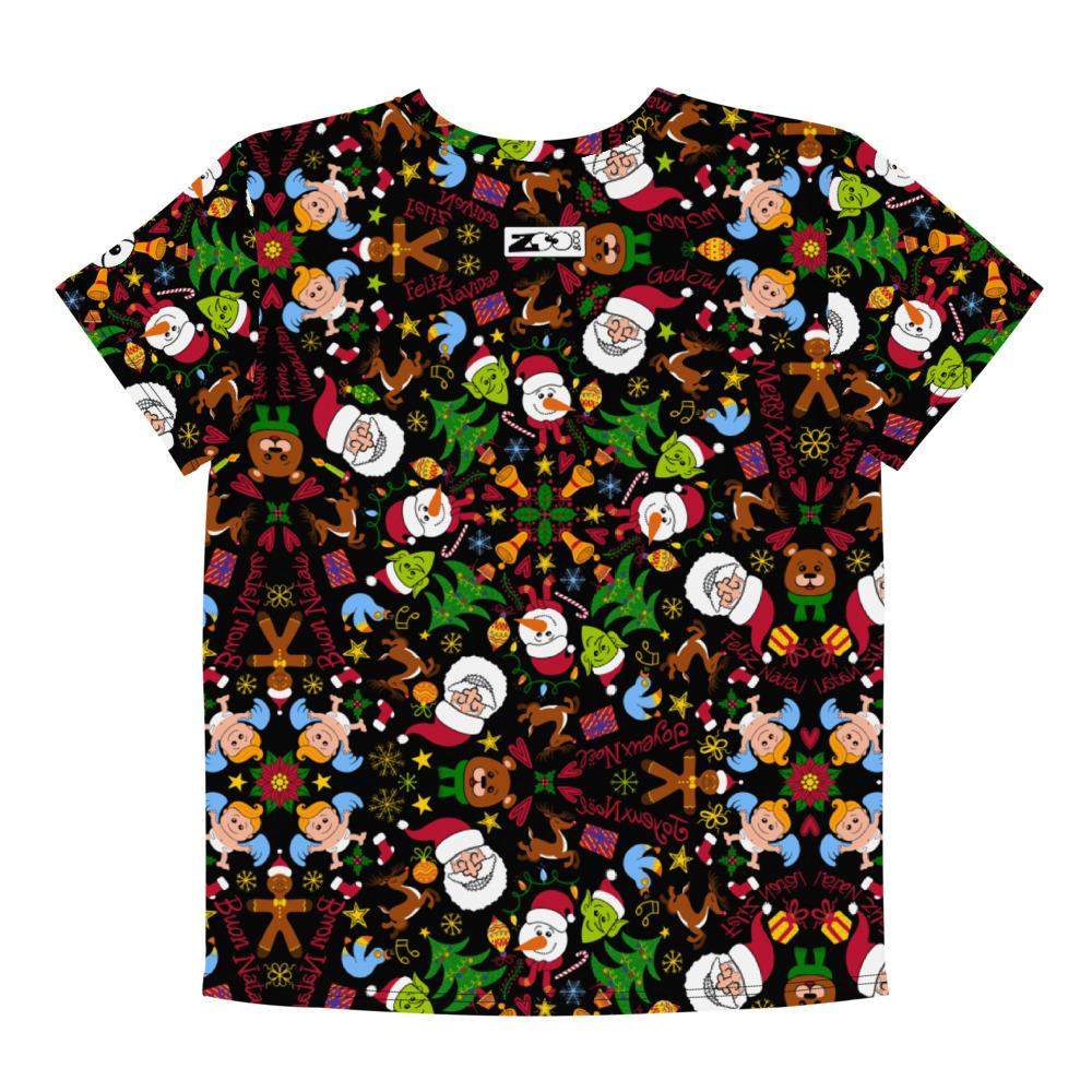 The joy of Christmas pattern design Youth crew neck t-shirt-Youth crew neck t-shirt