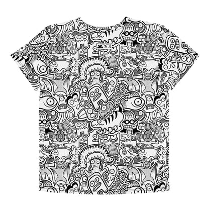 Fill your world with cool doodles Youth crew neck t-shirt. Back view