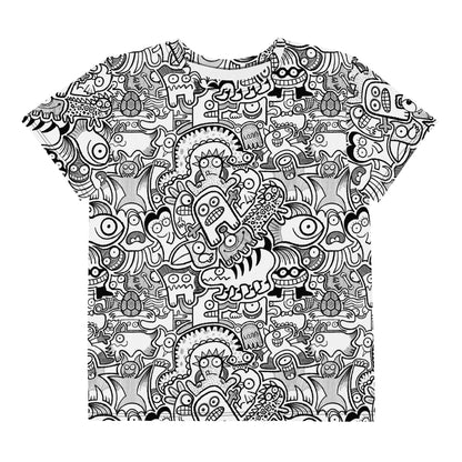 Fill your world with cool doodles Youth crew neck t-shirt. Front view