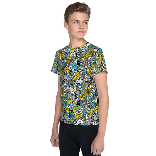 Discover a whole Doodle world in Lost city Youth crew neck t-shirt. Overview