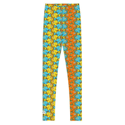 Smiling colorful fishes pattern Youth Leggings-Youth Leggings