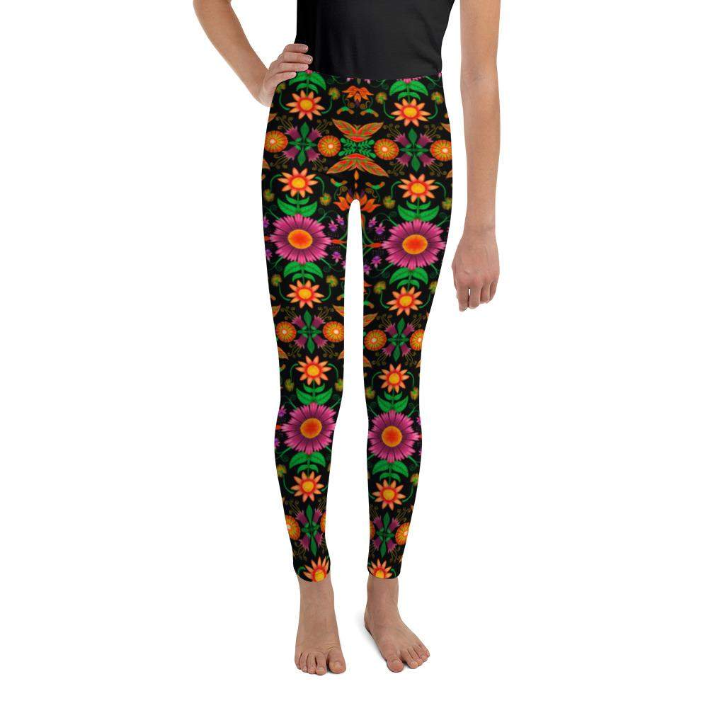 Wild flowers in a luxuriant jungle Youth Leggings-Youth Leggings