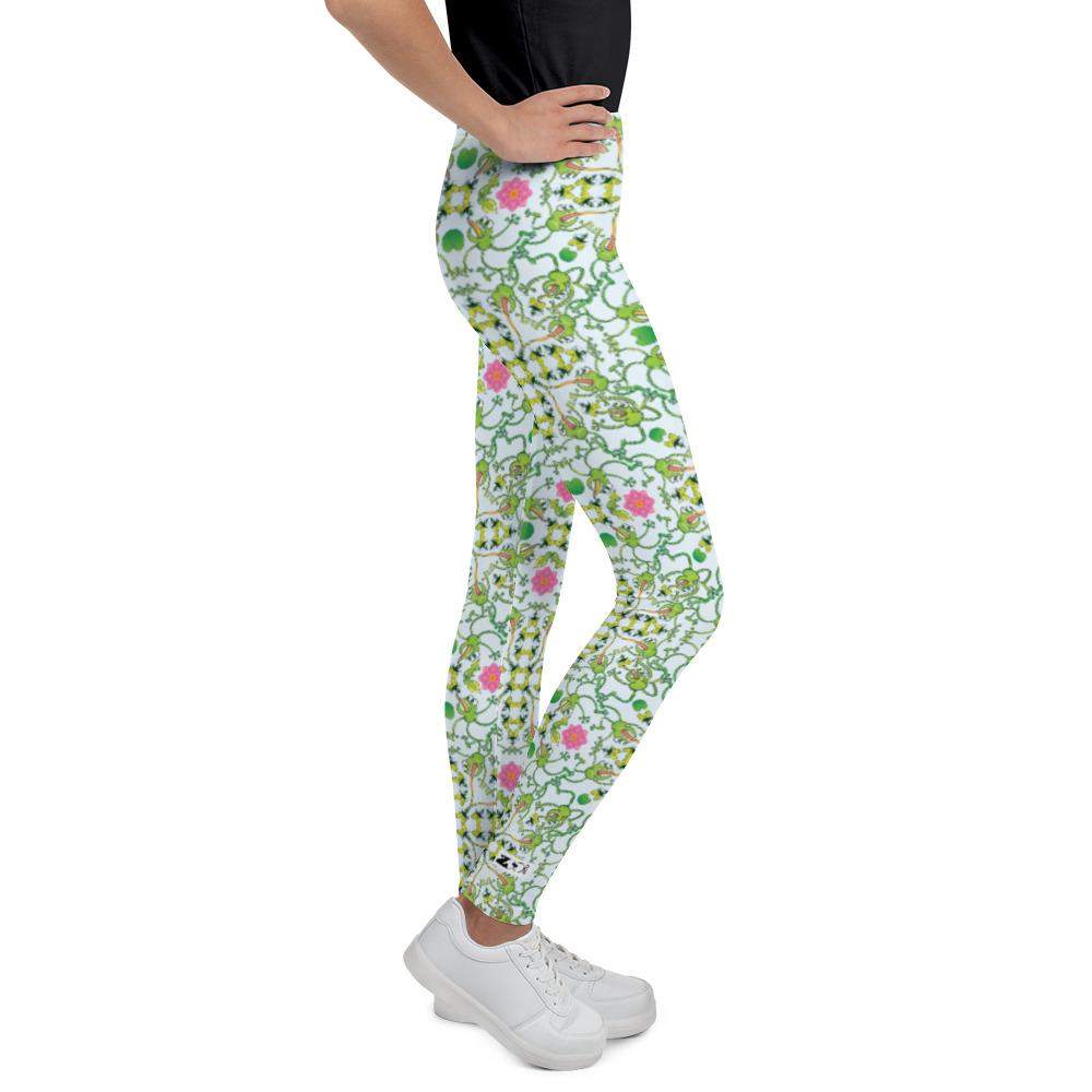 Funny frogs hunting flies Youth Leggings-Youth Leggings