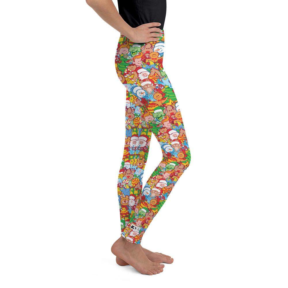 All Christmas stars in a pattern design Youth Leggings-Youth Leggings