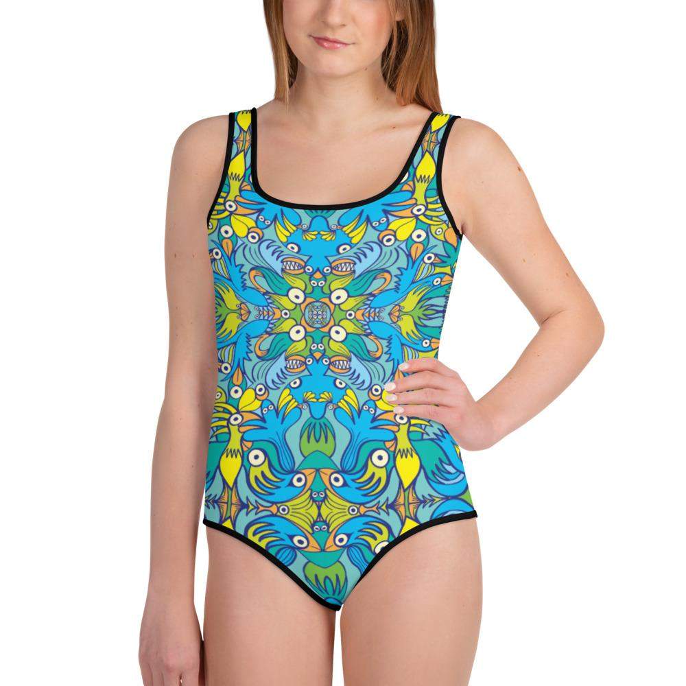 Exotic birds tropical pattern All-Over Print Youth Swimsuit-Youth swimsuits
