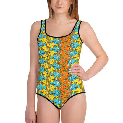 Smiling colorful fishes pattern All-Over Print Youth Swimsuit-Youth swimsuits