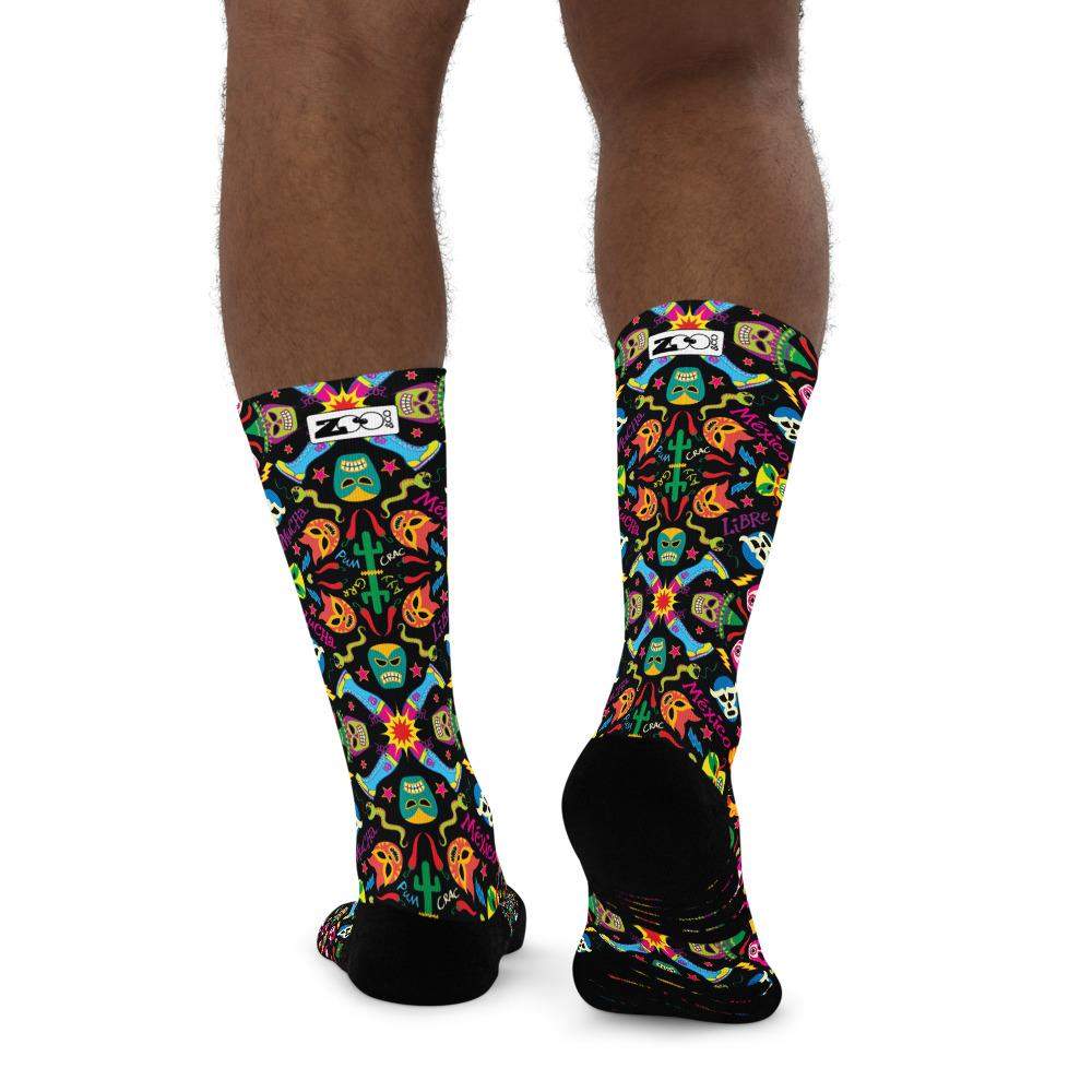 Mexican wrestlers colorful party Basketball socks-Basketball socks
