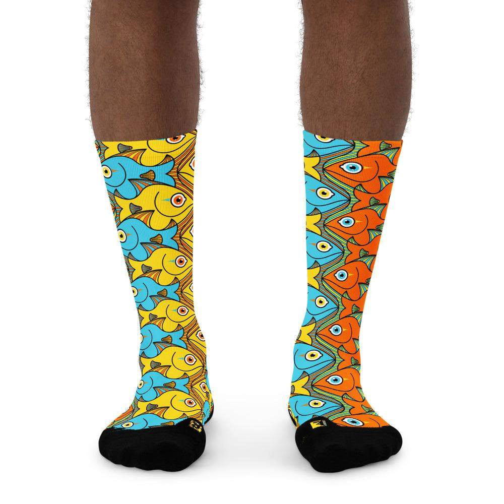 Smiling colorful fishes pattern Basketball socks-Basketball socks