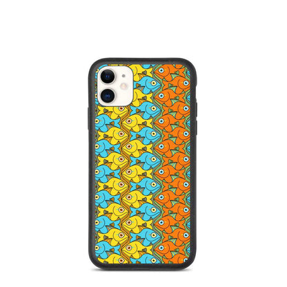 Smiling fishes colorful pattern Biodegradable phone case-Biodegradable iPhone cases