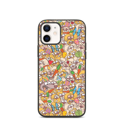 Thousands of crazy bunnies celebrating Easter Biodegradable phone case. iPhone 12
