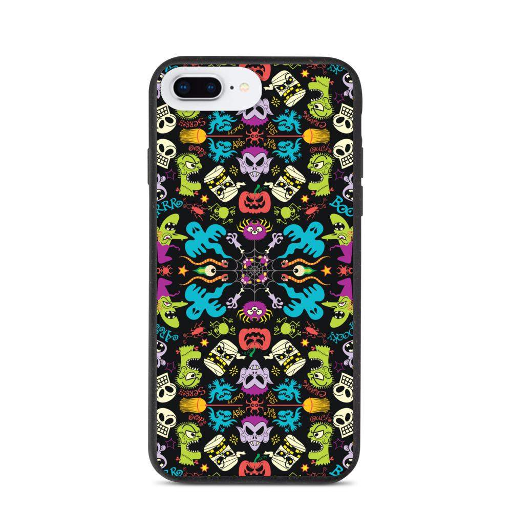 Spooky Halloween characters in a pattern design Biodegradable phone case-Biodegradable iPhone cases