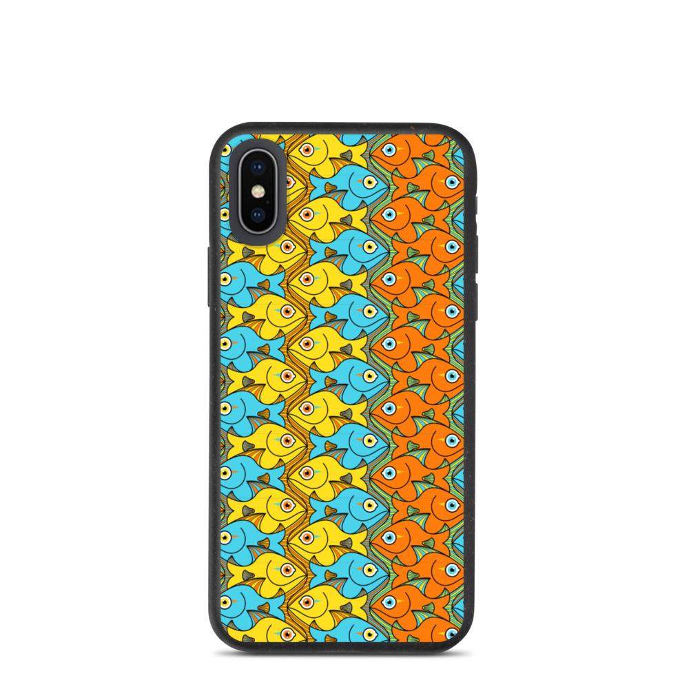 Smiling fishes colorful pattern Biodegradable phone case-Biodegradable iPhone cases