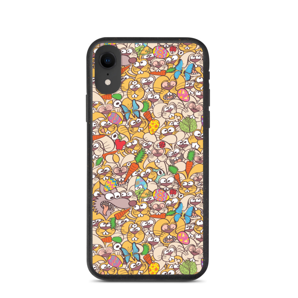 Thousands of crazy bunnies celebrating Easter Biodegradable phone case. iPhone xr