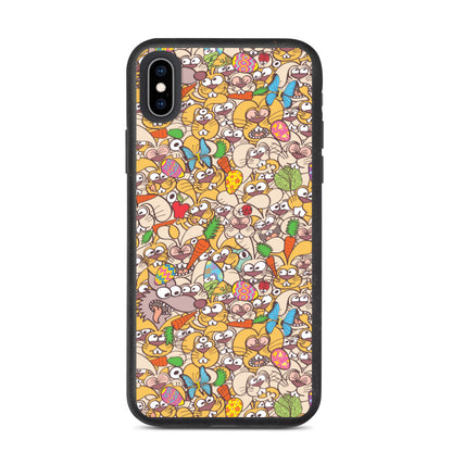 Thousands of crazy bunnies celebrating Easter Biodegradable phone case. iPhone xs max