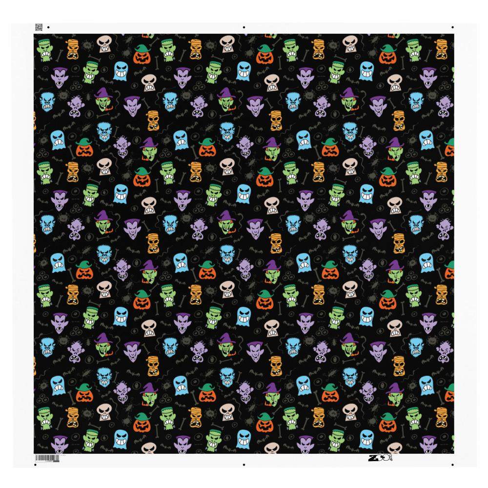Scary Halloween faces Recycled polyester fabric-Recycled polyester fabric