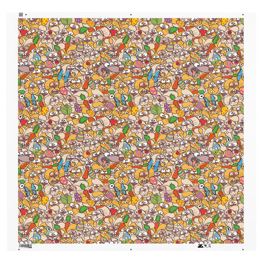 Thousands of crazy bunnies celebrating Easter Recycled polyester fabric. Front view