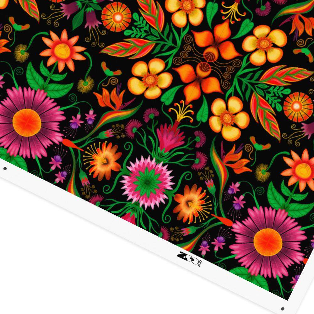 Wild flowers in a luxuriant jungle Recycled polyester fabric-Recycled polyester fabric
