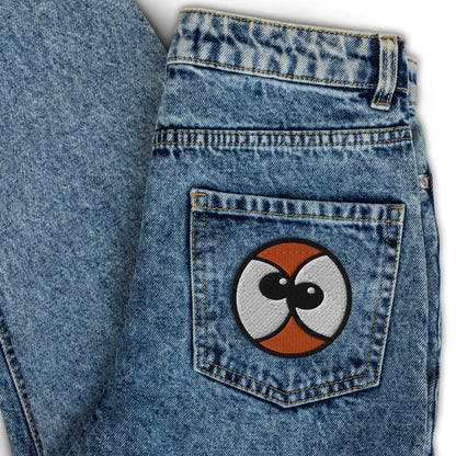 Zoo&co's crossed eyes Embroidered patches. Patch on a jeans back pocket