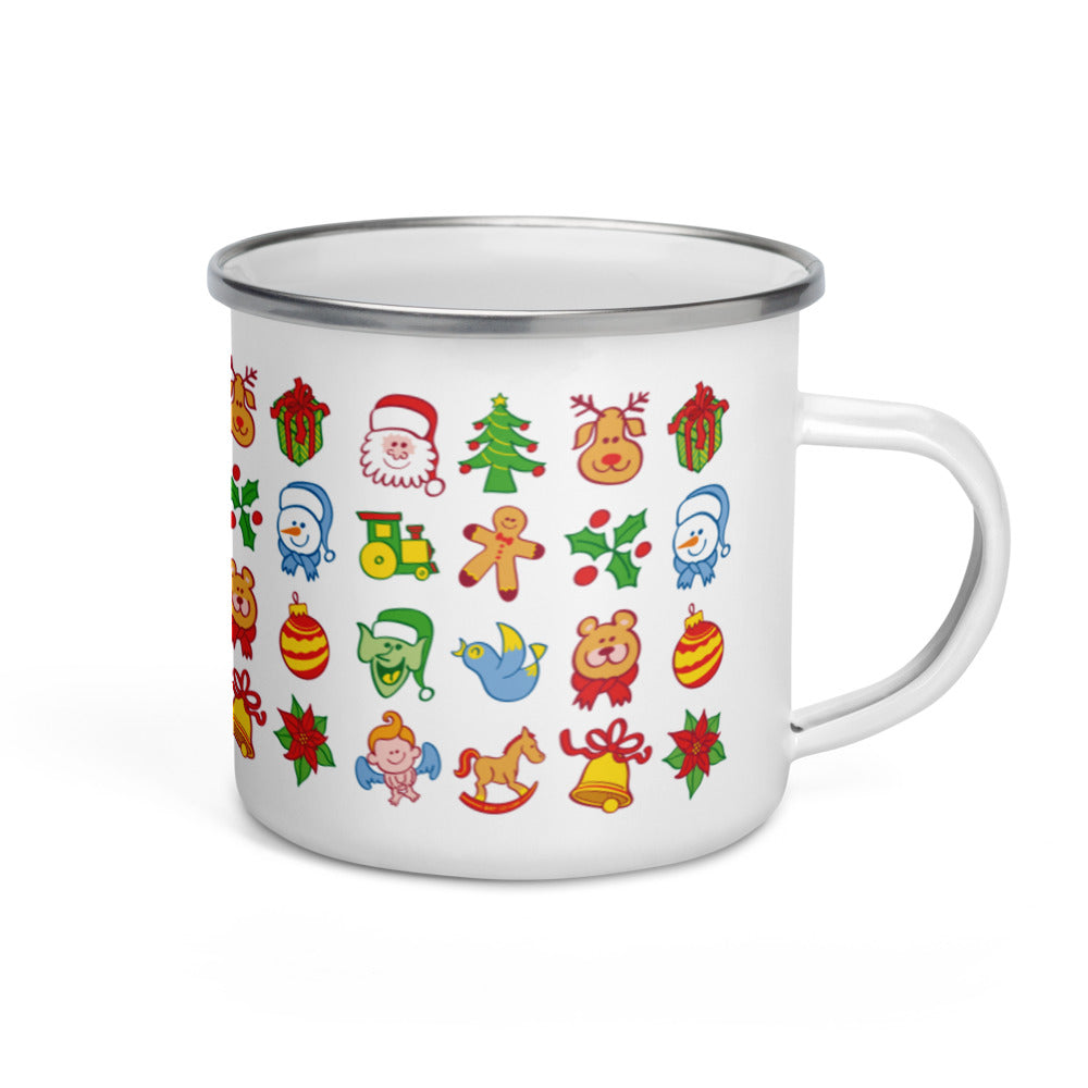 All Christmas stars pattern design Enamel Mug. 12 oz. Handle on right