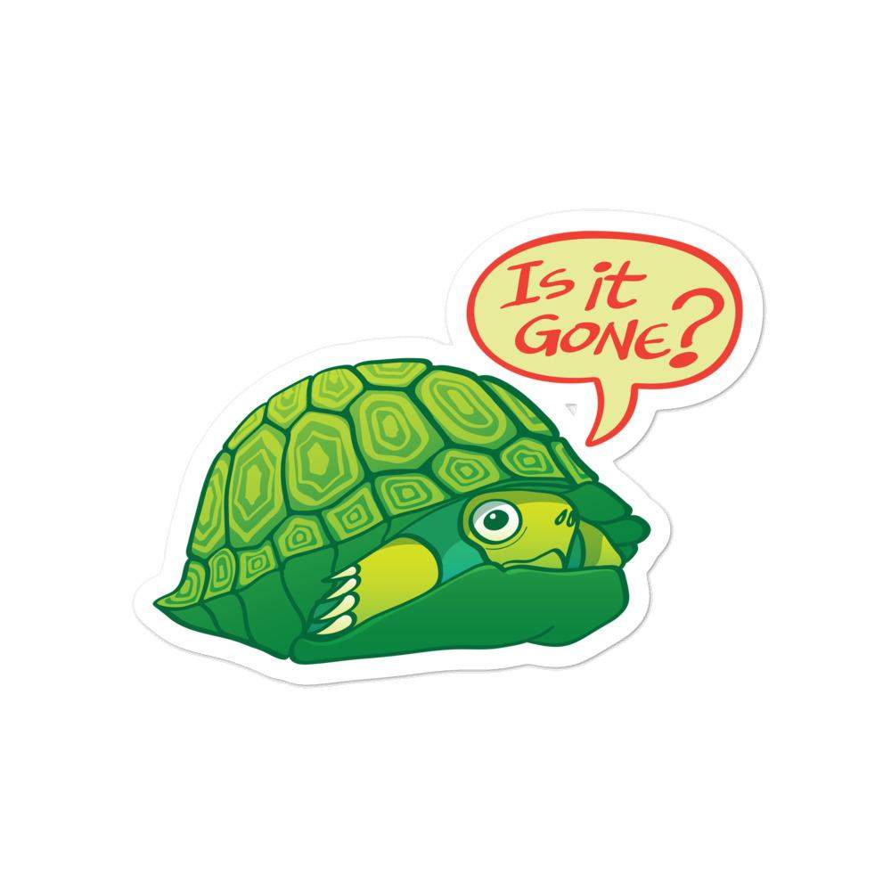 Turtle asking if it's OK to go out of its shell Bubble-free stickers-Bubble-free stickers