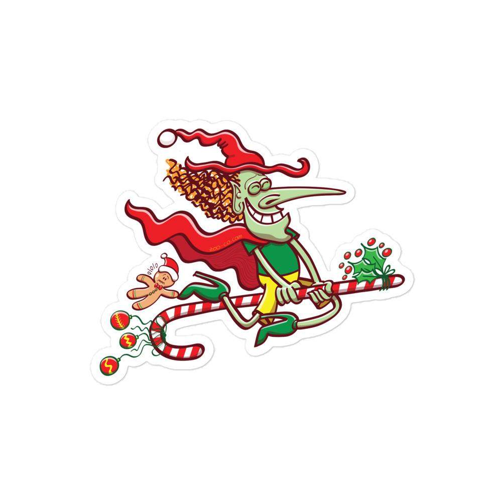 Mischievous witch having fun at Christmas Bubble-free stickers-Bubble-free stickers