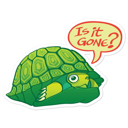 Turtle asking if it's OK to go out of its shell Bubble-free stickers-Bubble-free stickers