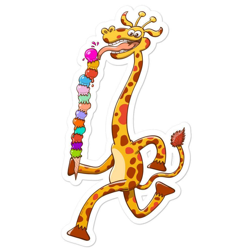 Cool giraffe eating ice cream Bubble-free stickers-Bubble-free stickers