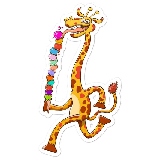 Cool giraffe eating ice cream Bubble-free stickers-Bubble-free stickers