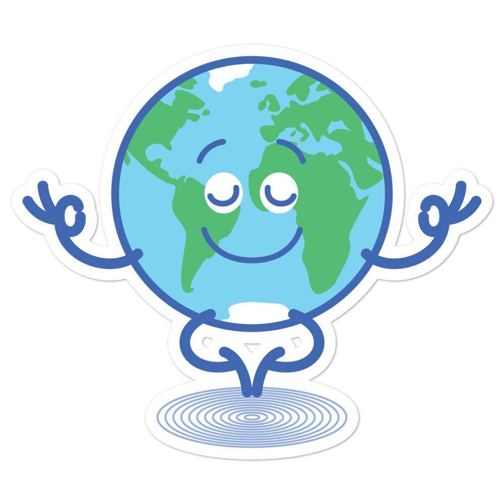 Happy Earth in deep meditation Bubble-free stickers-Bubble-free stickers