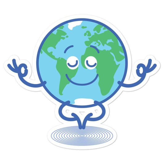 Happy Earth in deep meditation Bubble-free stickers-Bubble-free stickers