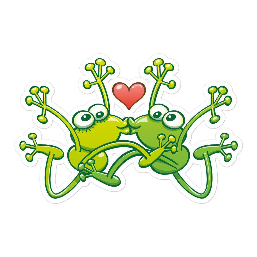 Frogs madly in love kissing sweetly Bubble-free stickers-Bubble-free stickers