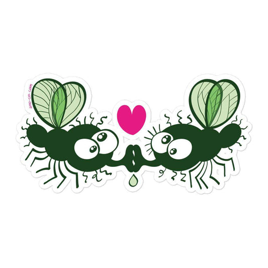 Funny houseflies kissing passionately Bubble-free stickers-Bubble-free stickers