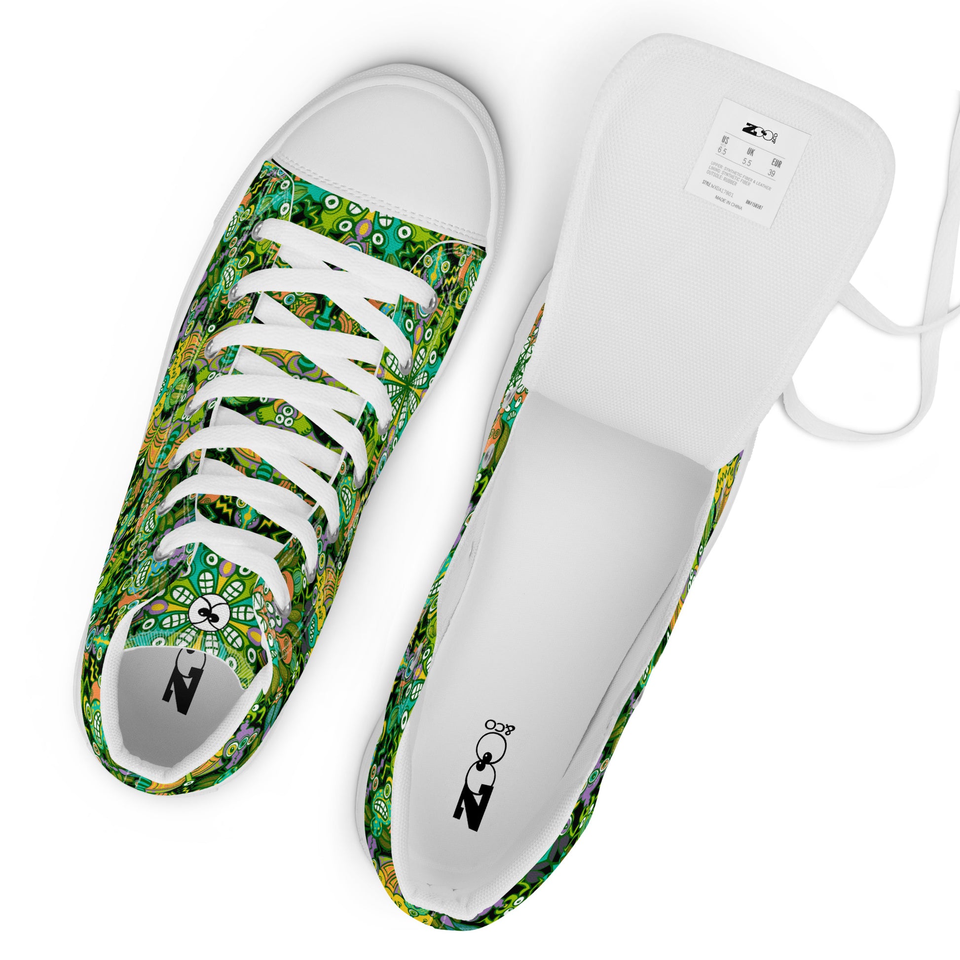 Only for true insects lovers pattern design Men’s high top canvas shoes. Zoo&co branded shoes