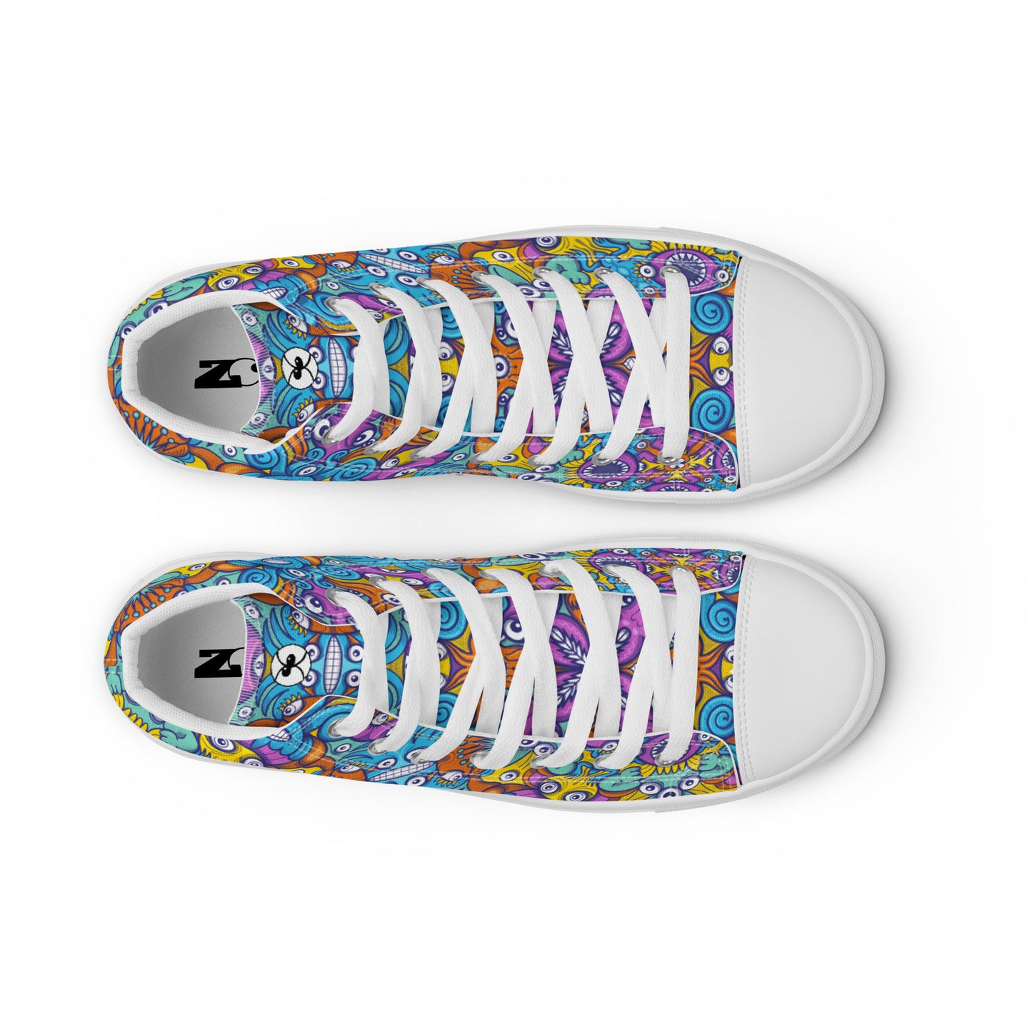 The ultimate sea beasts cast from the deep end of the ocean Men’s high top canvas shoes. Top view