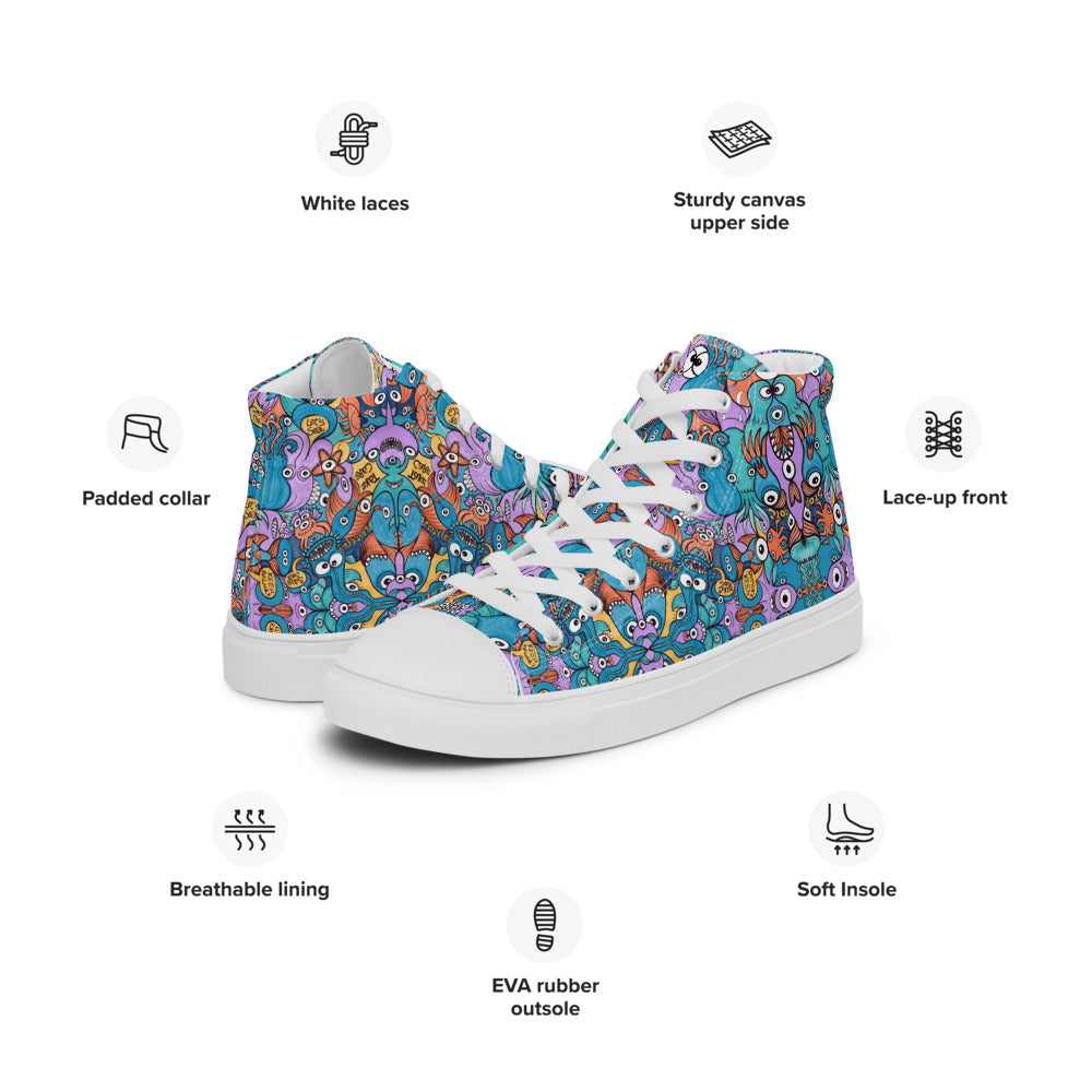 Let's move, it's time to save our oceans Men’s high top canvas shoes. Product specifications