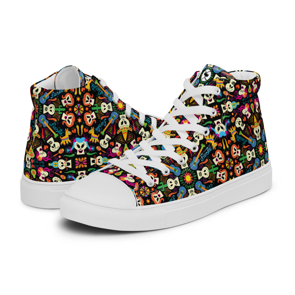 Day of the dead Mexican holiday Men’s high top canvas shoes. Overview
