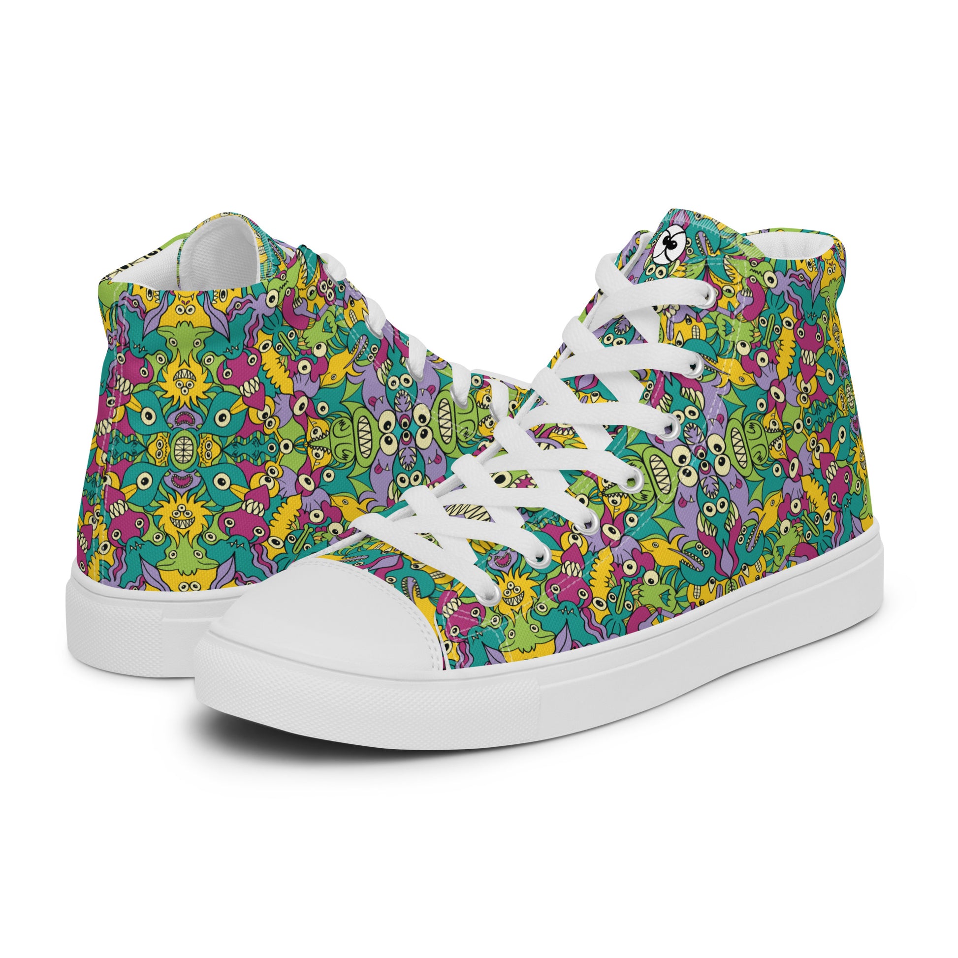 It’s life but not as we know it pattern design Men’s high top canvas shoes. Overview
