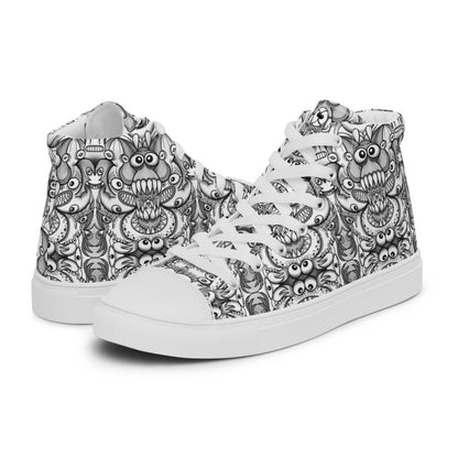 Official pic of the monsters annual convention Men’s high top canvas shoes. Overview
