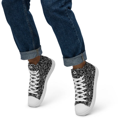 The powerful dark side of the Doodle world Men’s high top canvas shoes. Lifestyle