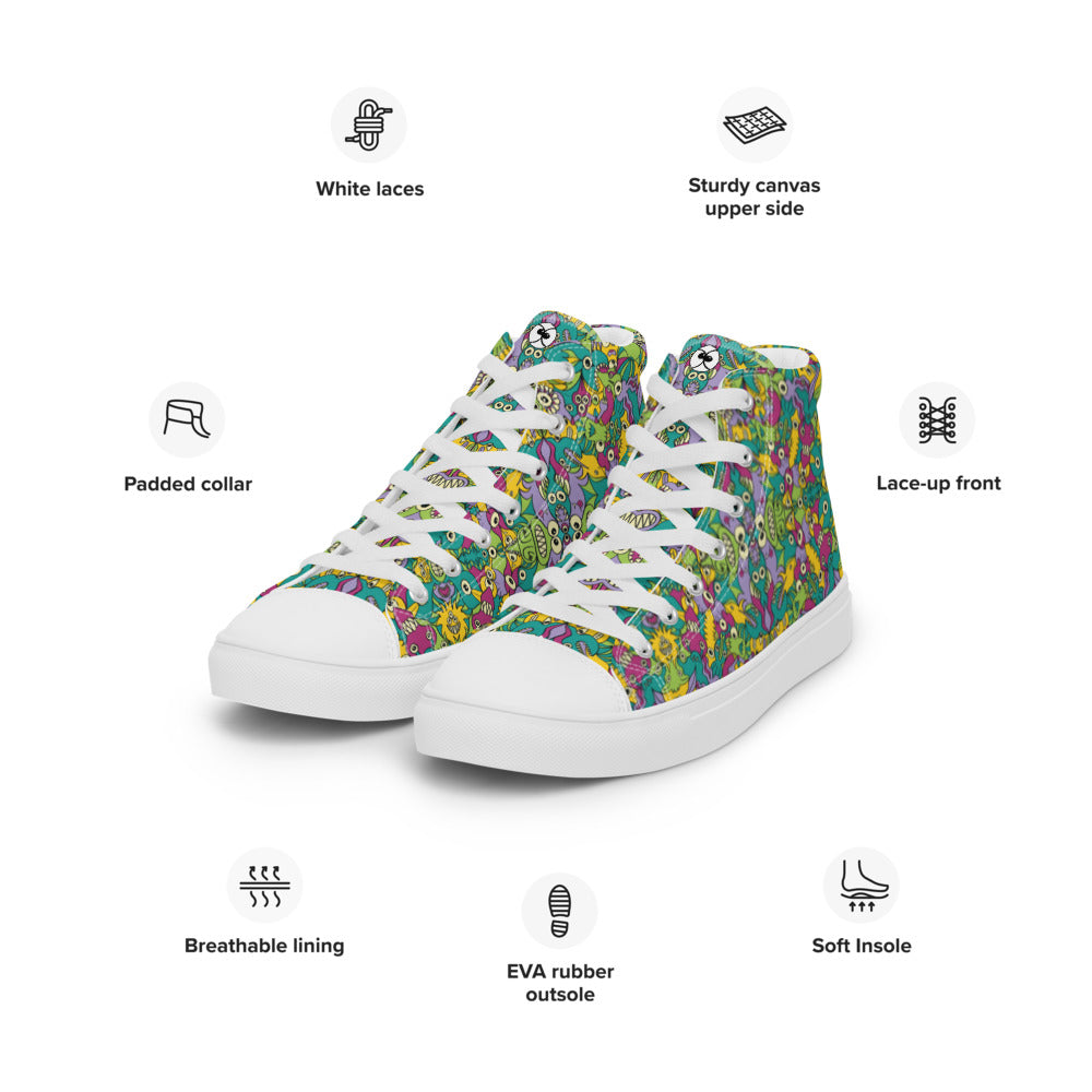 It’s life but not as we know it pattern design Men’s high top canvas shoes. Specifications