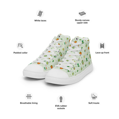 Celebrate Saint Patrick's Day in style pattern design Men’s high top canvas shoes. Specifications