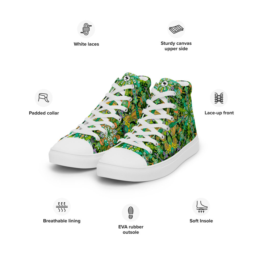 Only for true insects lovers pattern design Men’s high top canvas shoes. Specifications