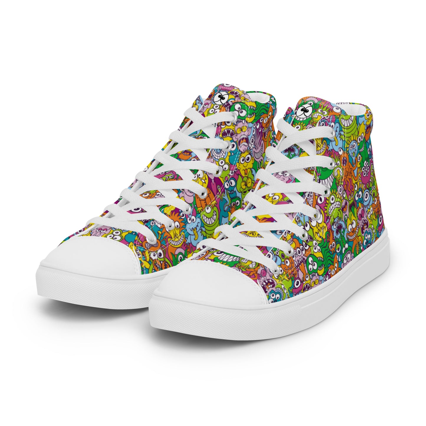 Terrific Halloween creatures ready for a horror movie Men’s high top canvas shoes. Overview