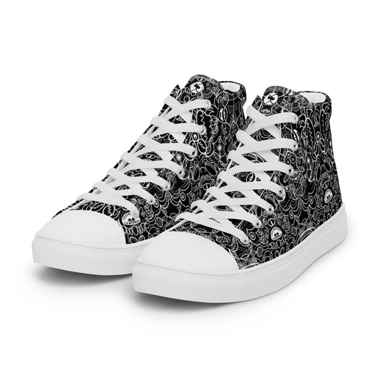 The powerful dark side of the Doodle world Men’s high top canvas shoes. Overview