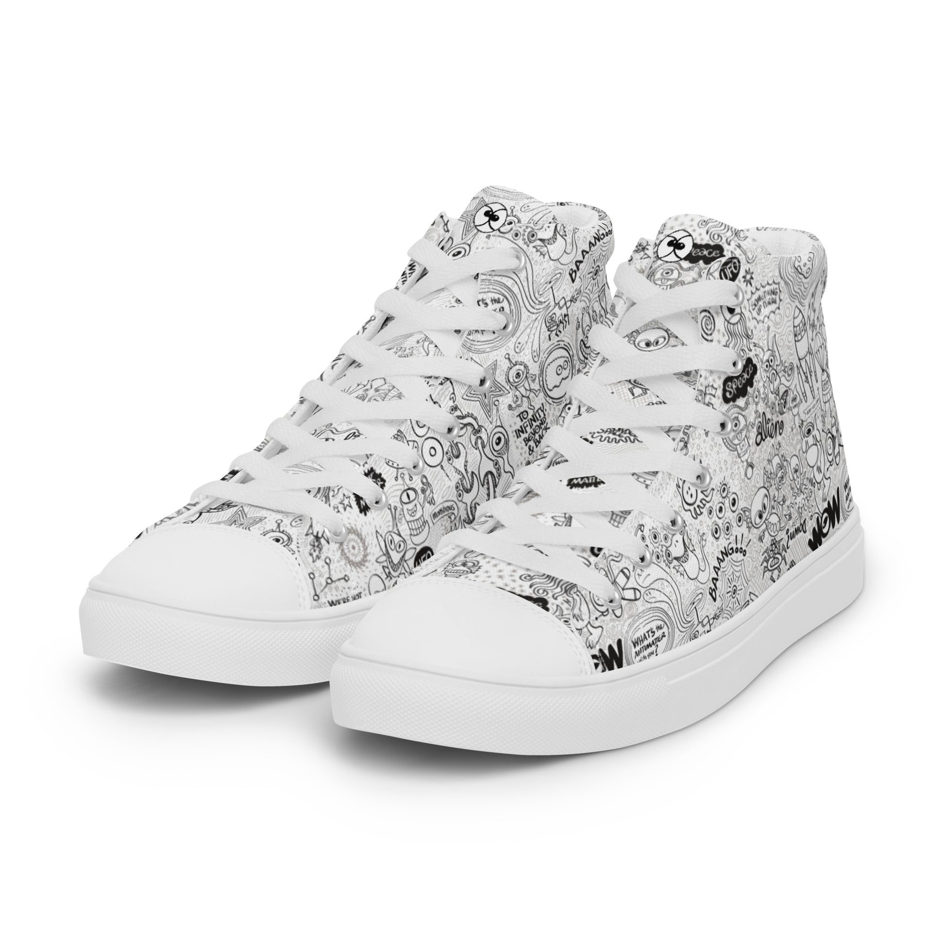 Celebrating the most comprehensive Doodle art of the universe Men’s high top canvas shoes. Overview